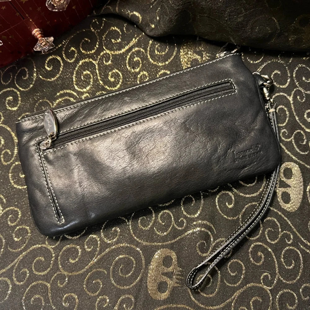 Tignanello Black Leather Clutch Wristlet